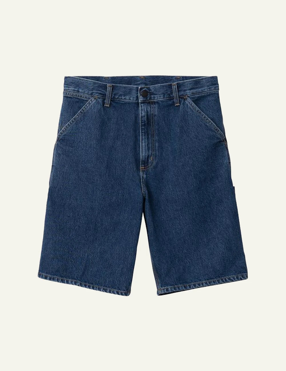 Carhartt WIP Single Knee denim shorts blue front view flat