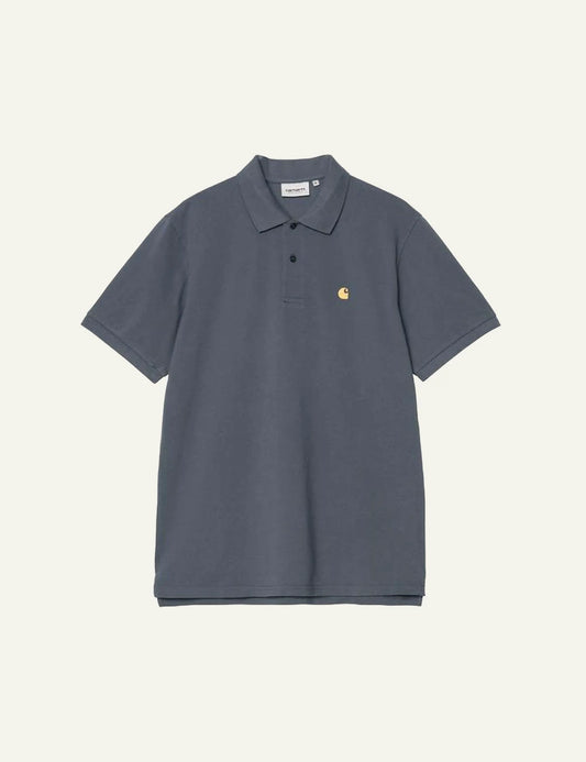 Carhartt WIP S S Chase pique polo cozy blue front view