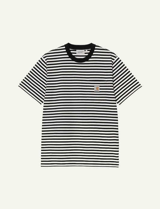 Carhartt WIP striped pocket t-shirt black white front view