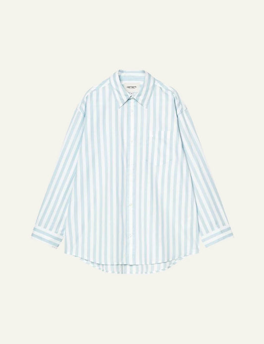 carhartt wip striped shirt light blue white front flat view