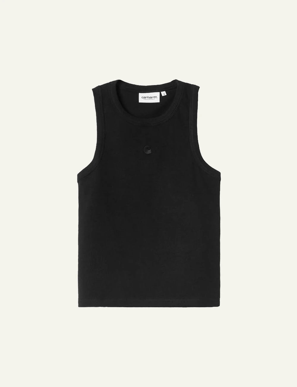 carhartt wip tank top black logo front flat view