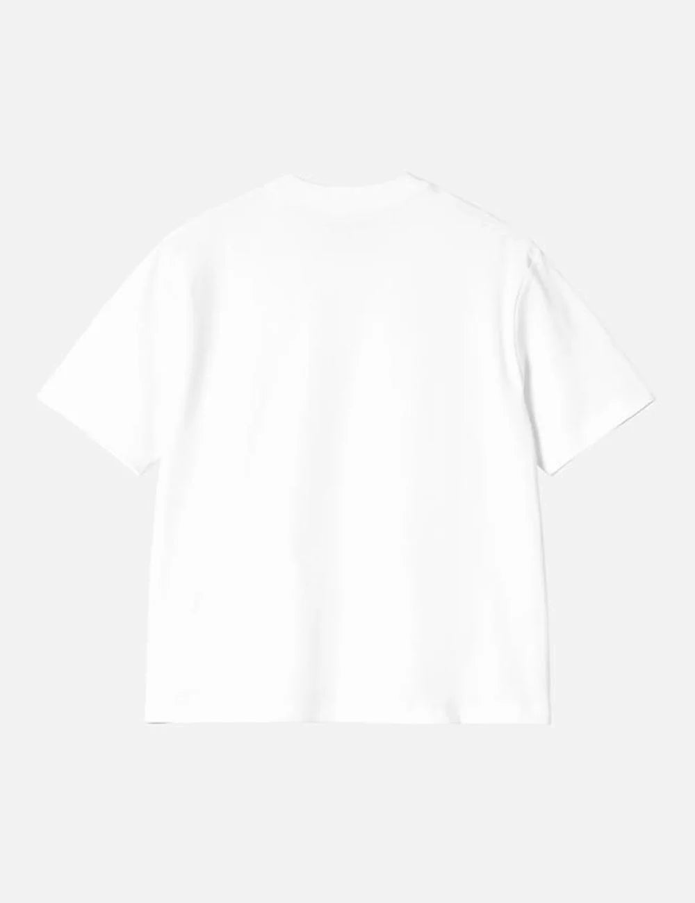 Carhartt WIP white t-shirt with round neckline and subtle chest logo back flat view