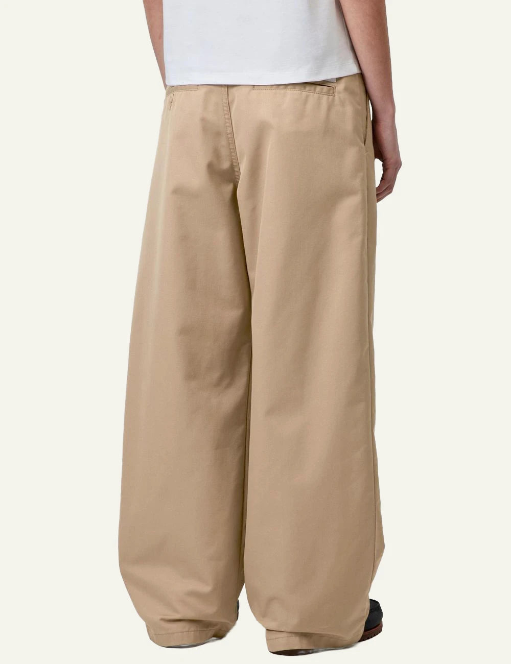 carhartt wip wide leg chino pants beige back model view