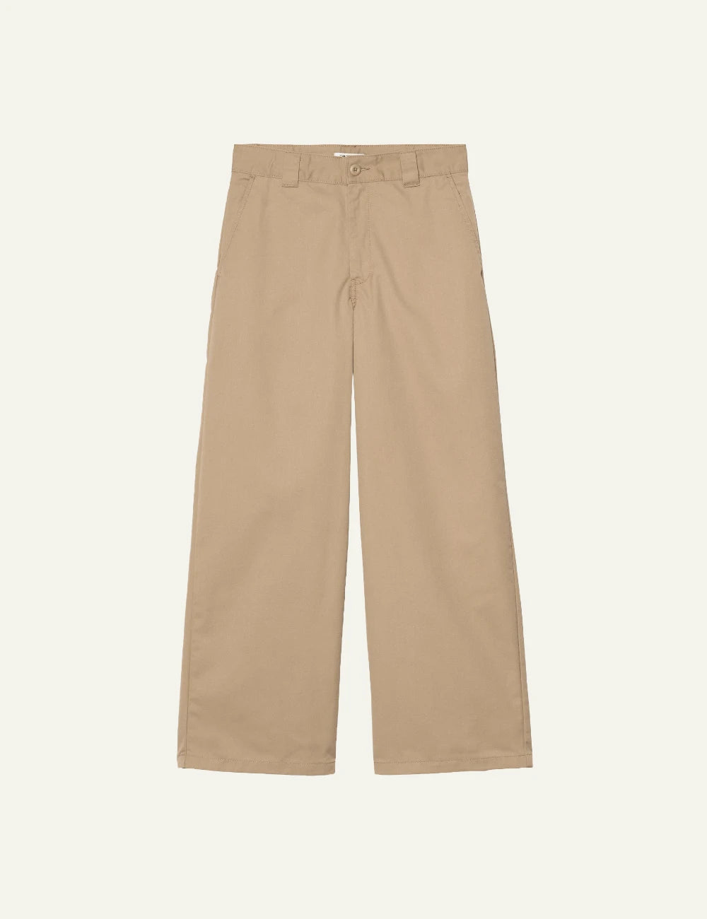 carhartt wip wide leg chino pants beige front flat view