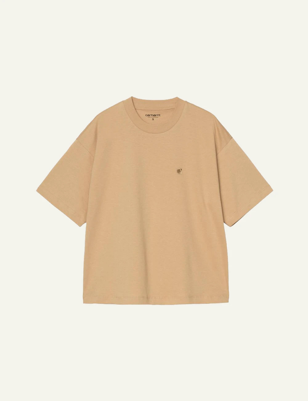 Women's Carhartt WIP Chester beige cropped top with embroidered C logo product shot

