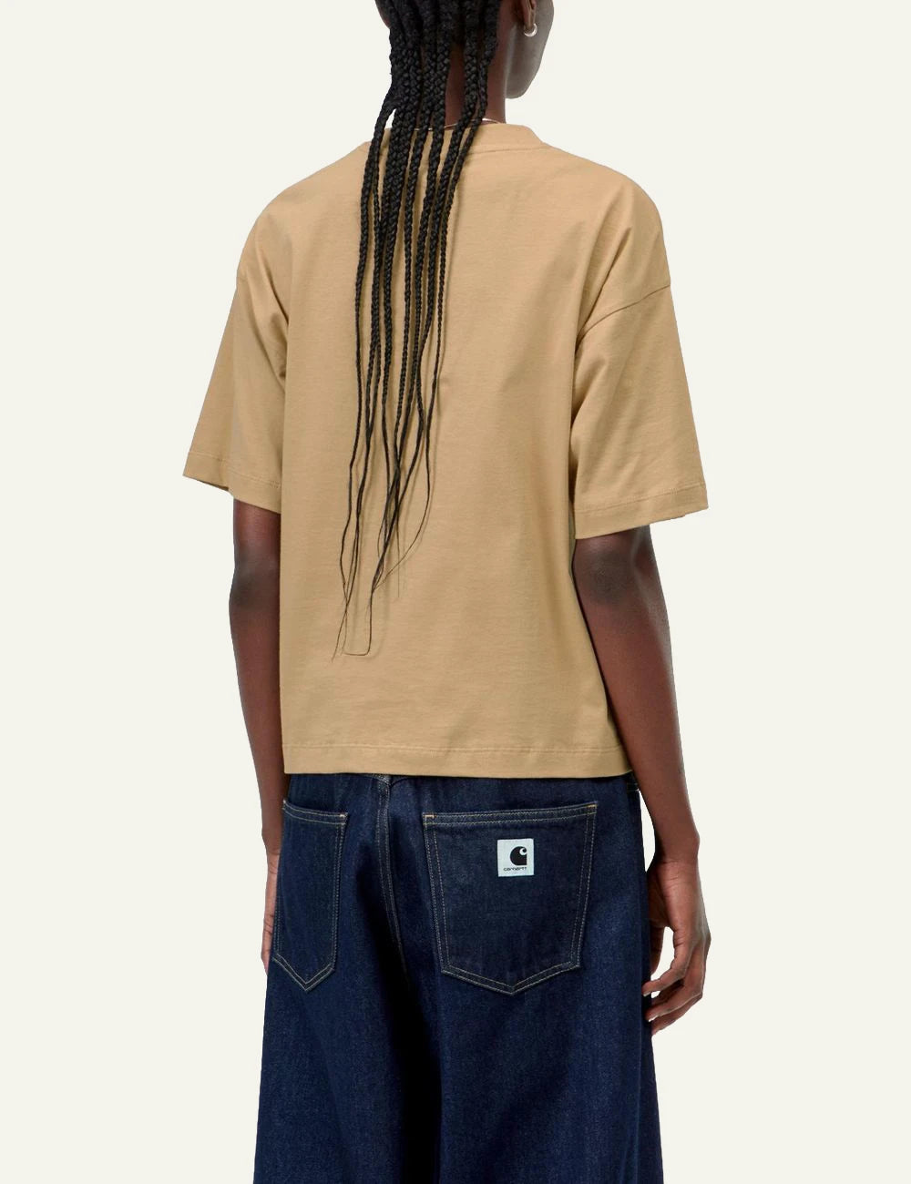 Women's Carhartt WIP Chester beige cropped top with embroidered C logo back view 