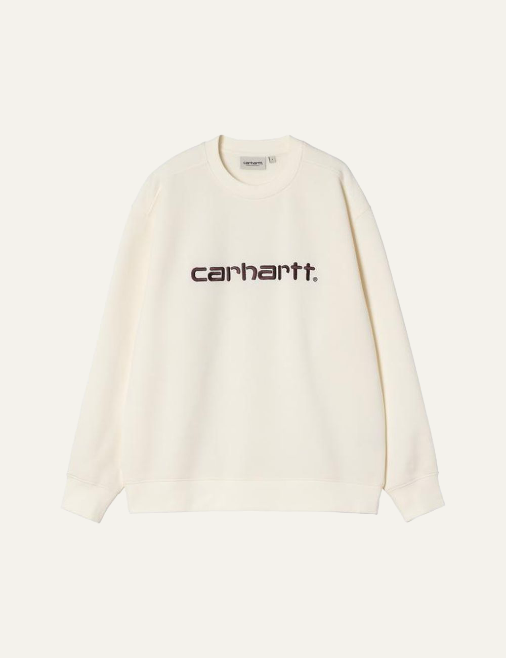 Women's Carhartt WIP ecru crewneck sweatshirt with embroidered script logo