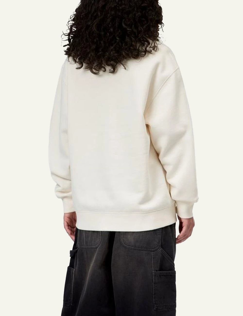 Women's Carhartt WIP ecru crewneck sweatshirt with embroidered script logo back