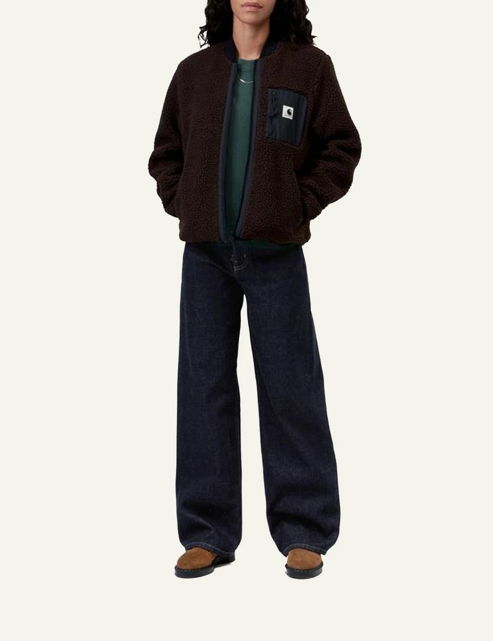 Women's Carhartt WIP Jane wide leg dark blue denim jeans full body