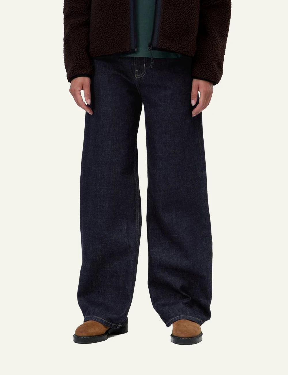 Women's Carhartt WIP Jane wide leg dark blue denim jeans model