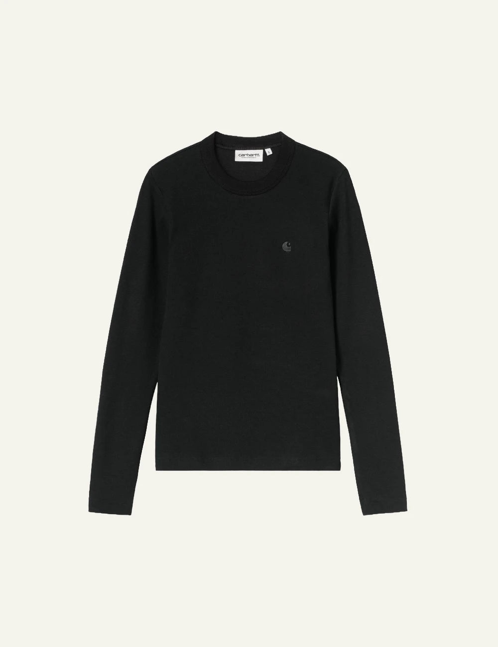 Women's Carhartt WIP L/S Philipa black long sleeve top with embroidered C logo product shot