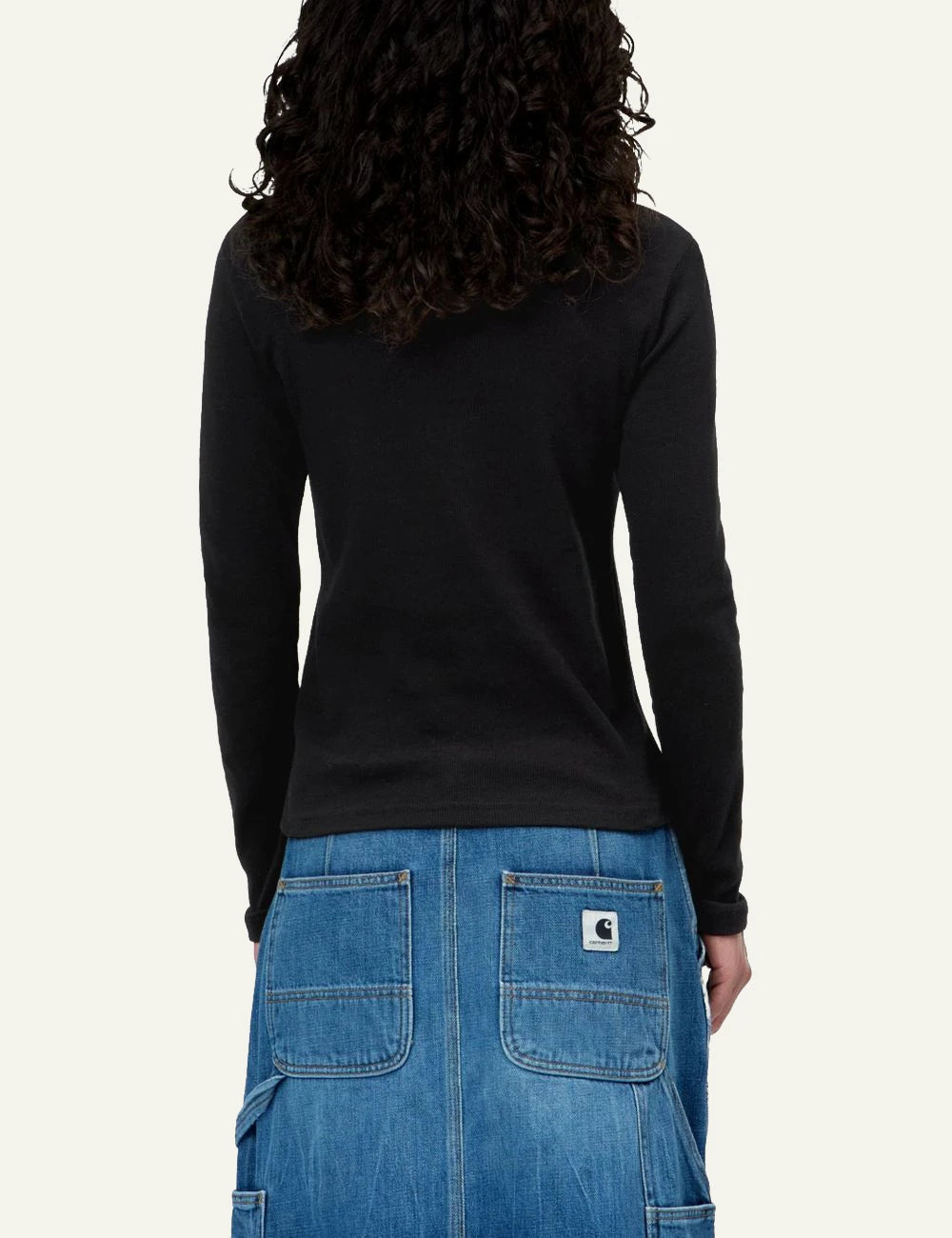 Women's Carhartt WIP L/S Philipa black long sleeve top with embroidered C logo back view