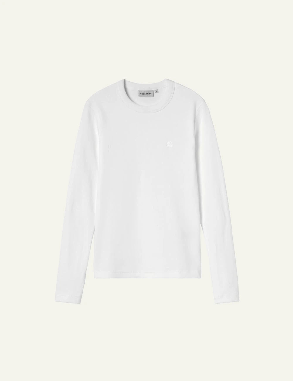 Women's Carhartt WIP L/S Philipa white long sleeve top with embroidered C logo product shot