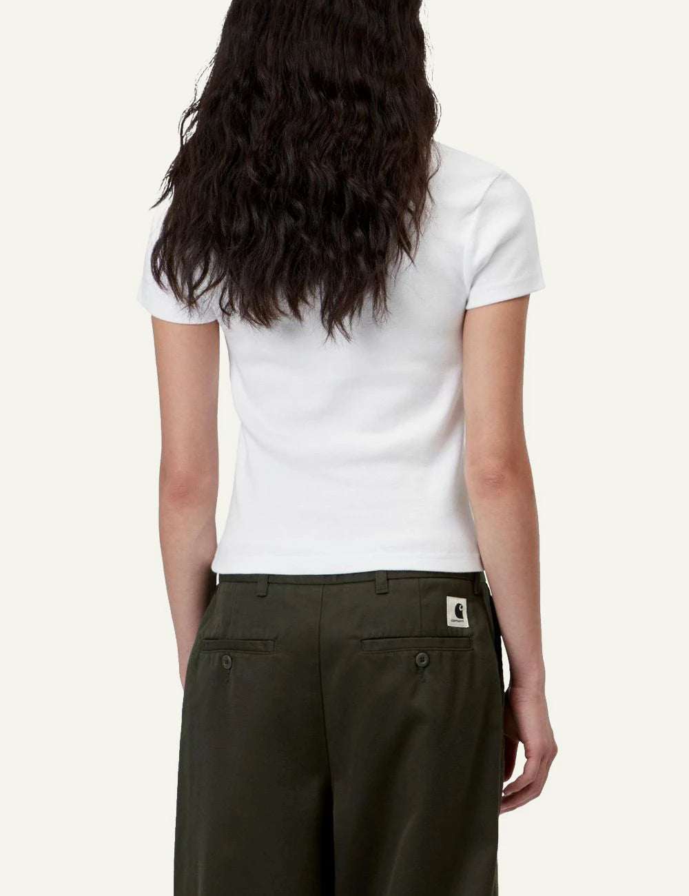 Women's Carhartt WIP Small Heart Patch white top with heart logo back view