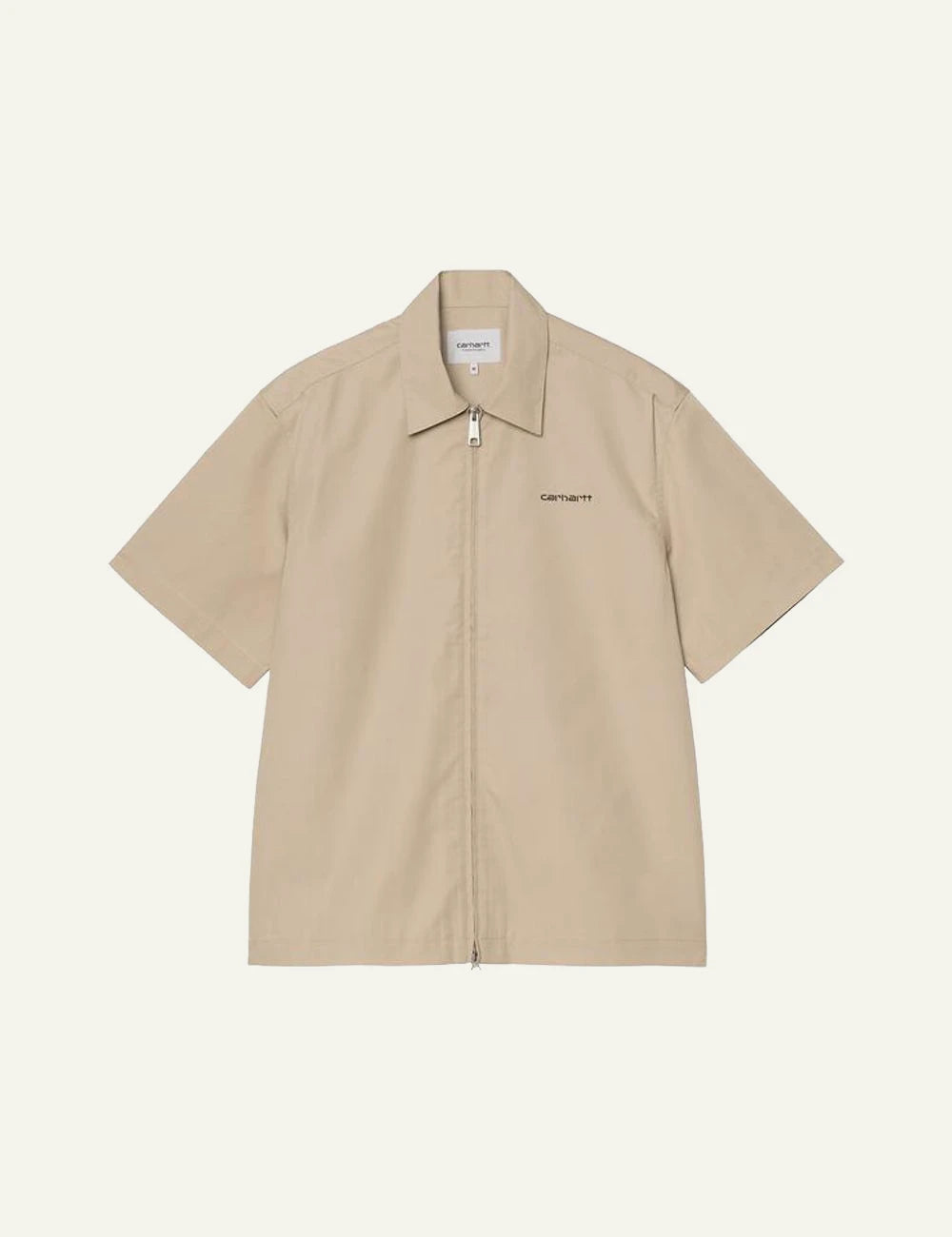carhartt wip zip shirt beige front flat view