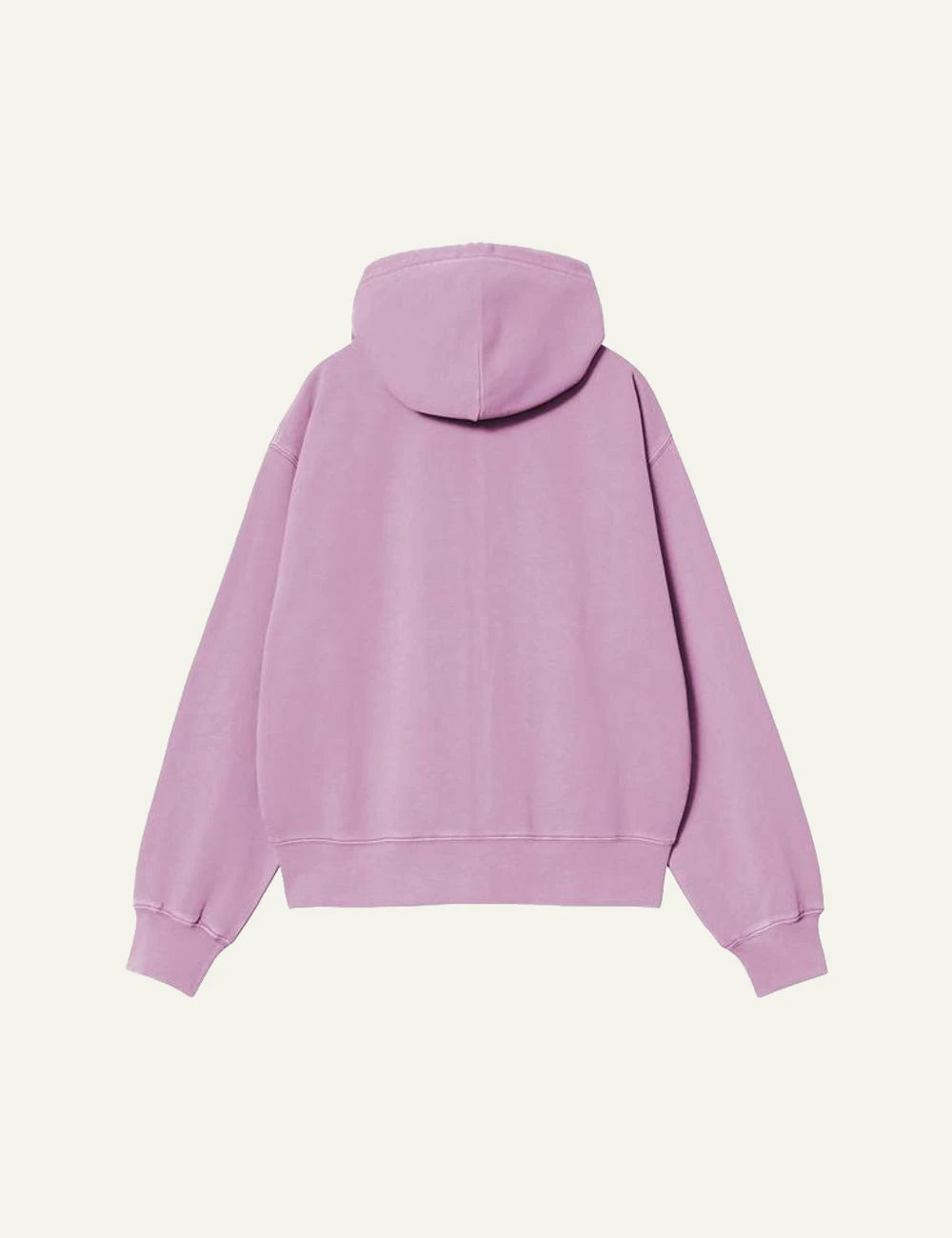 Carhartt zip up hoodie in pink with front pocket back flat view