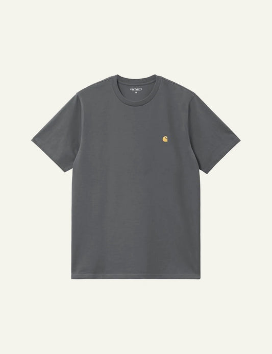 Carhartt WIP Chase tee grey embroidered logo front view