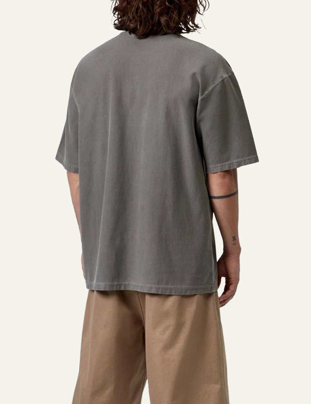 Carhartt WIP pocket tee taupe chest pocket back view
