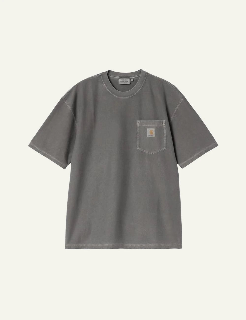 Carhartt WIP pocket tee taupe chest pocket front view
