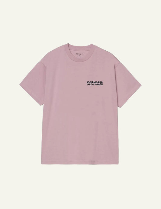 Carhartt WIP Cubist T-shirt pink with logo front view