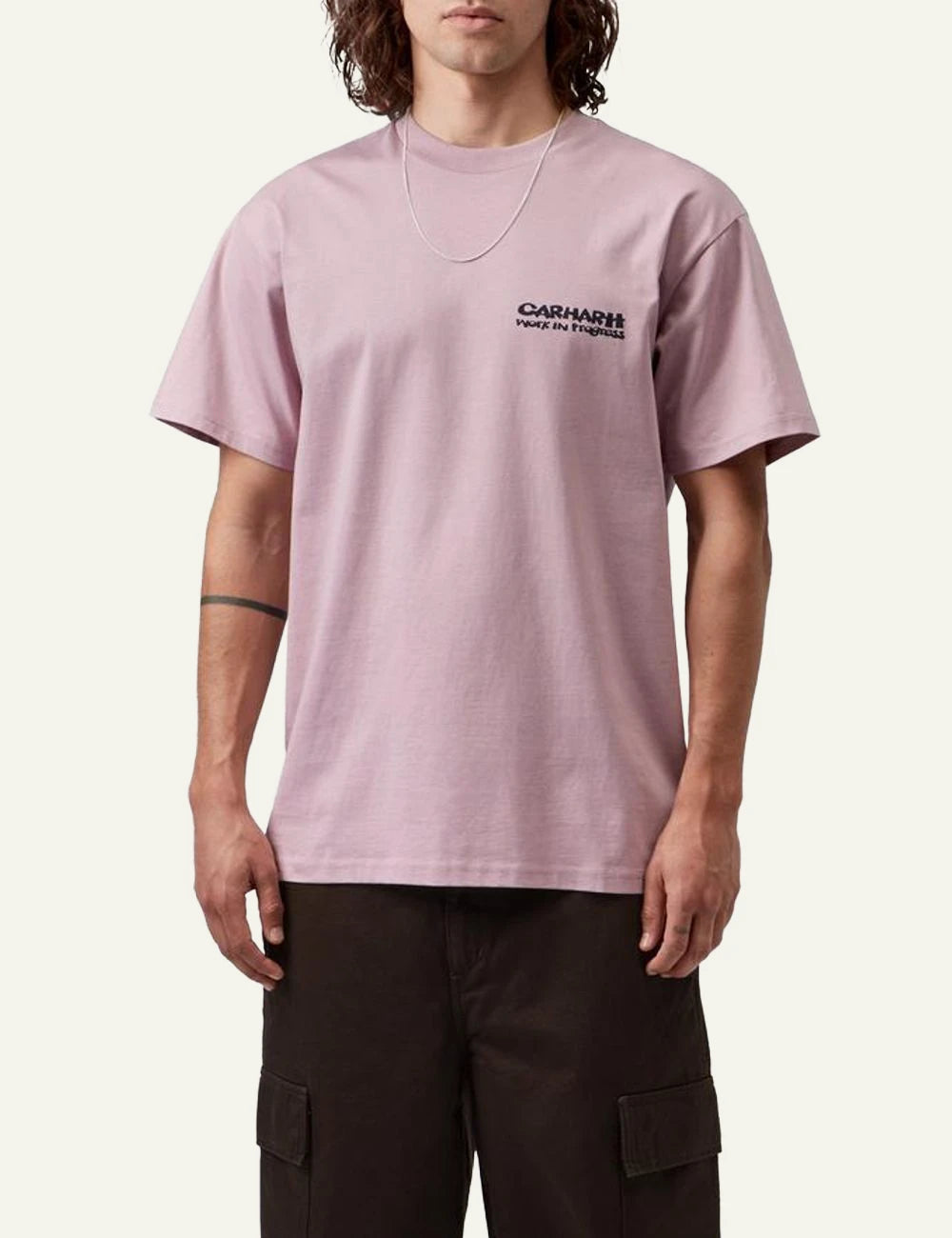 Carhartt WIP Cubist T-shirt pink with logo front model view
