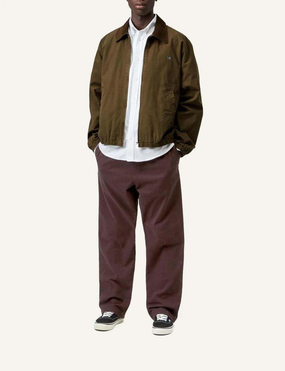 Carhartt WIP Floyde Pant dark brown garment dyed front full body view