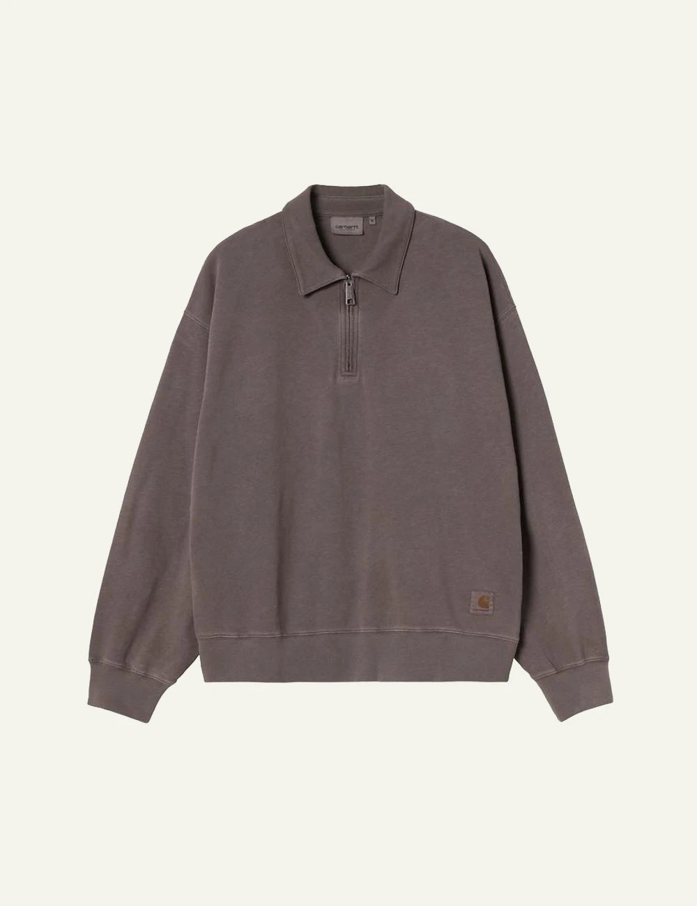 Carhartt WIP Harper Polo sweatshirt taupe garment dyed front view