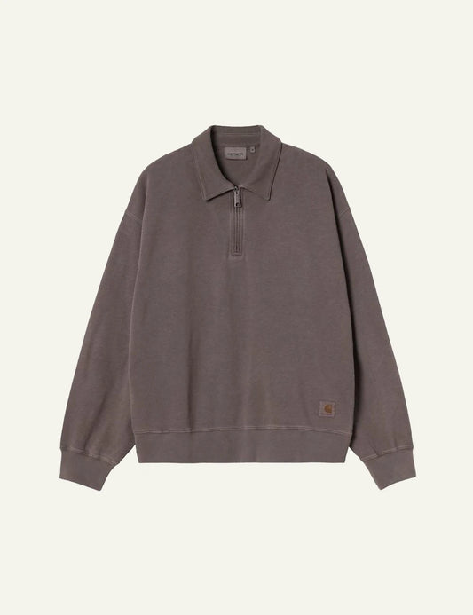 Carhartt WIP Harper Polo sweatshirt taupe garment dyed front view
