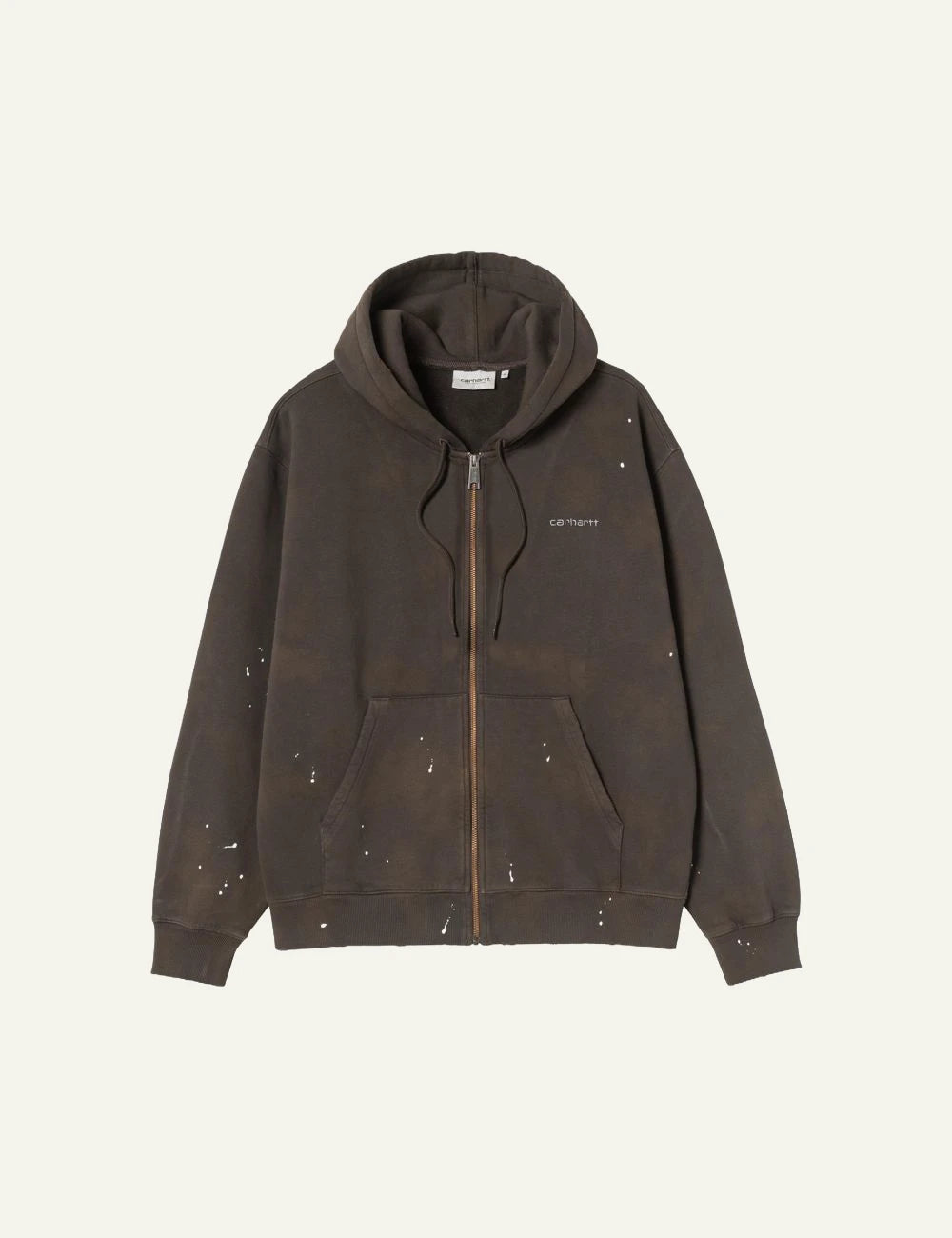 Carhartt WIP Hooded Painter Jacket destroy wash me white paint details front view