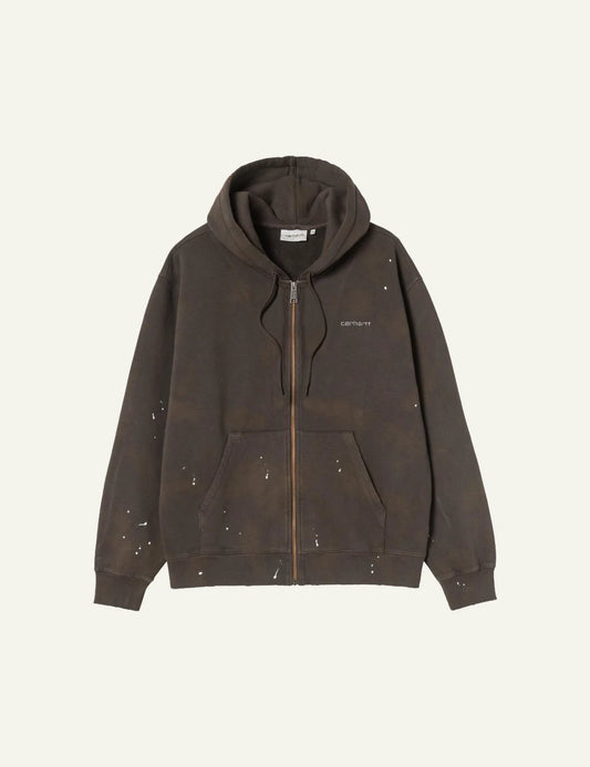 Carhartt WIP Hooded Painter Jacket destroy wash me white paint details front view