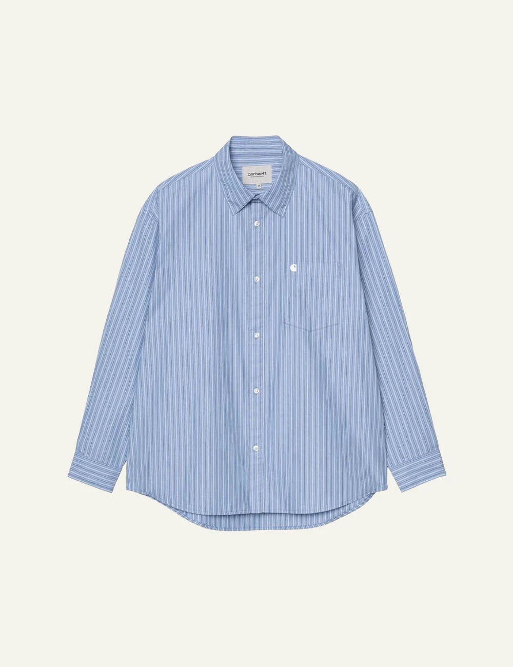 Carhartt WIP Keene striped shirt light blue front view