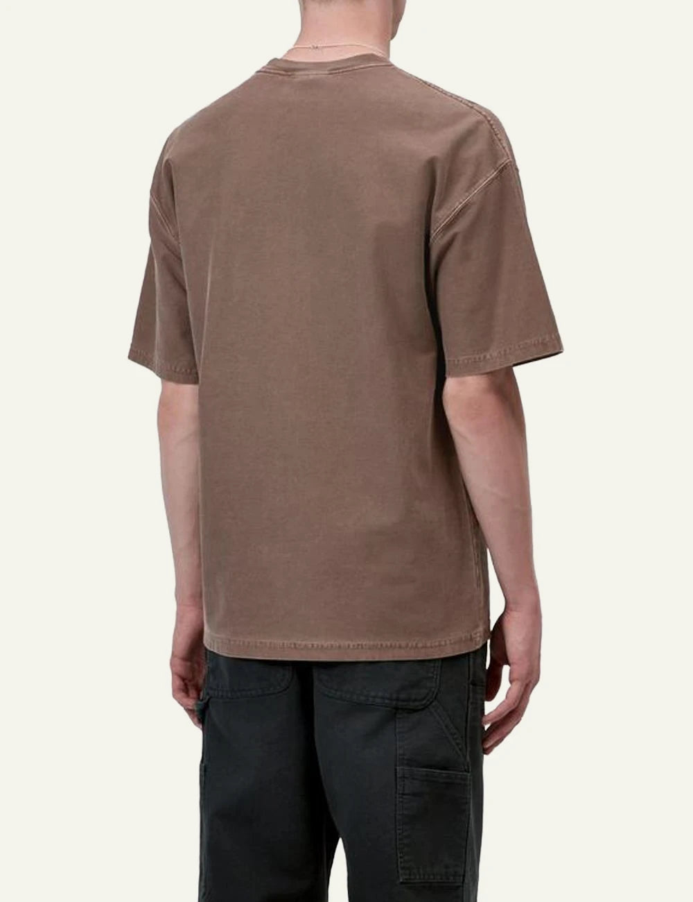 Carhartt WIP loose pocket tee taupe with chest pocket back view