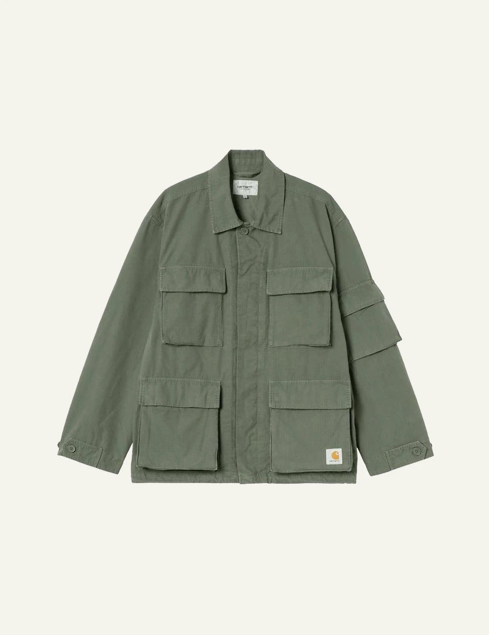 Carhartt WIP Manderson Jacket sage green ripstop utility front view