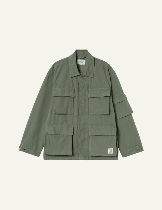 Carhartt WIP Manderson Jacket sage green ripstop utility front view