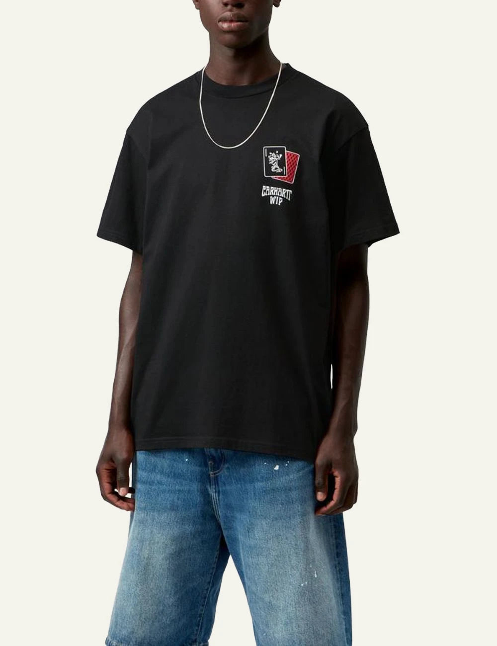 Carhartt WIP Playing Cards T-shirt black with graphic print front model view