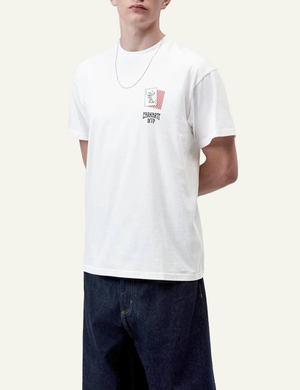 Carhartt WIP Playing Cards T-shirt white with graphic print front model view