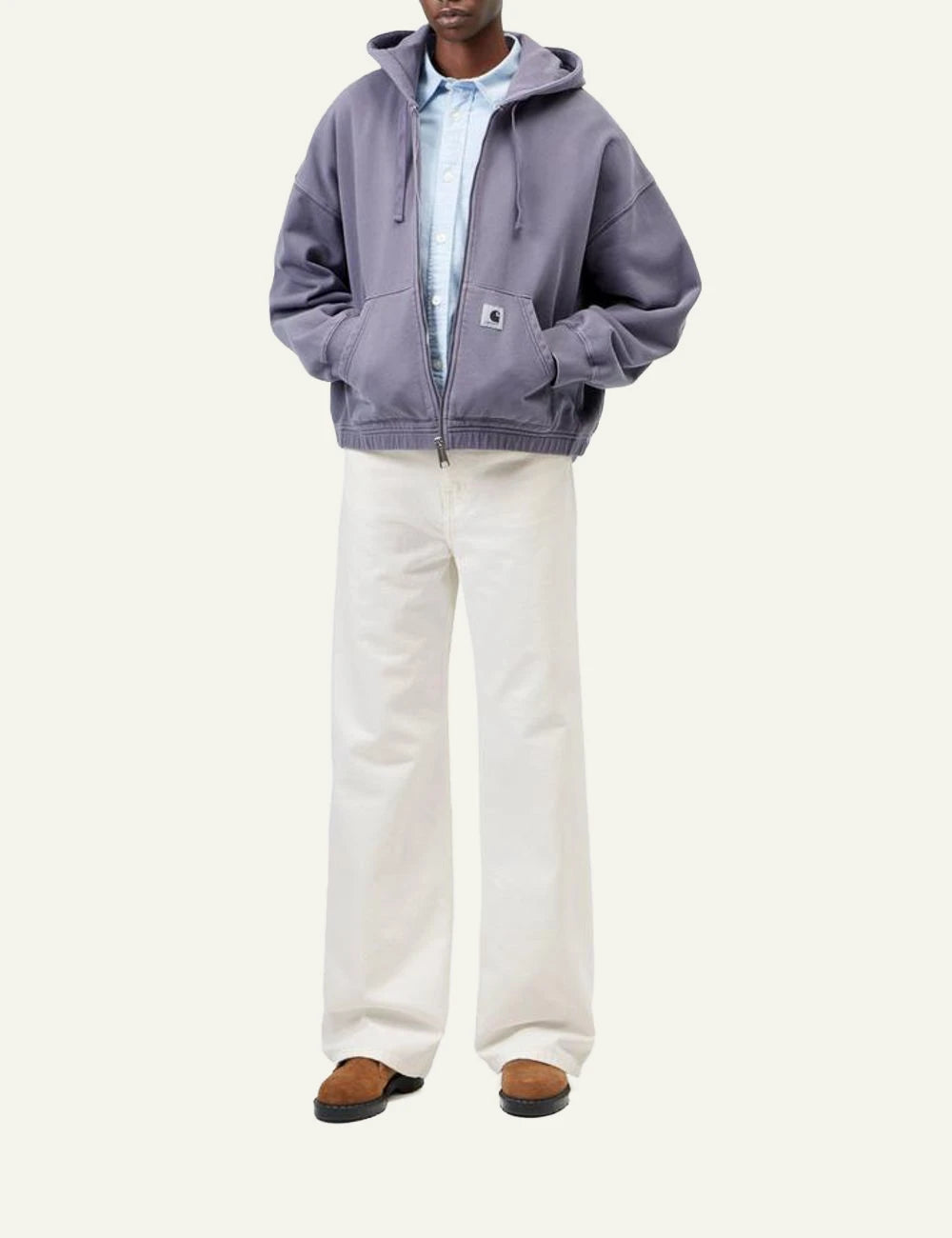 Carhartt WIP Jane Pant off white loose fit denim front full body view