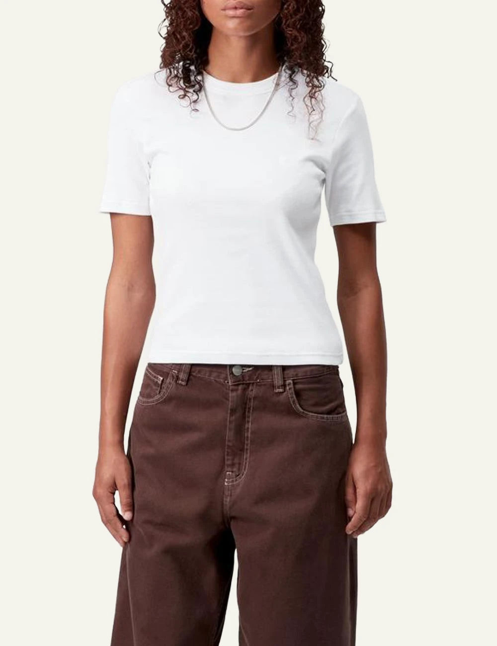 Carhartt WIP Philipa tee white embroidered logo front model view
