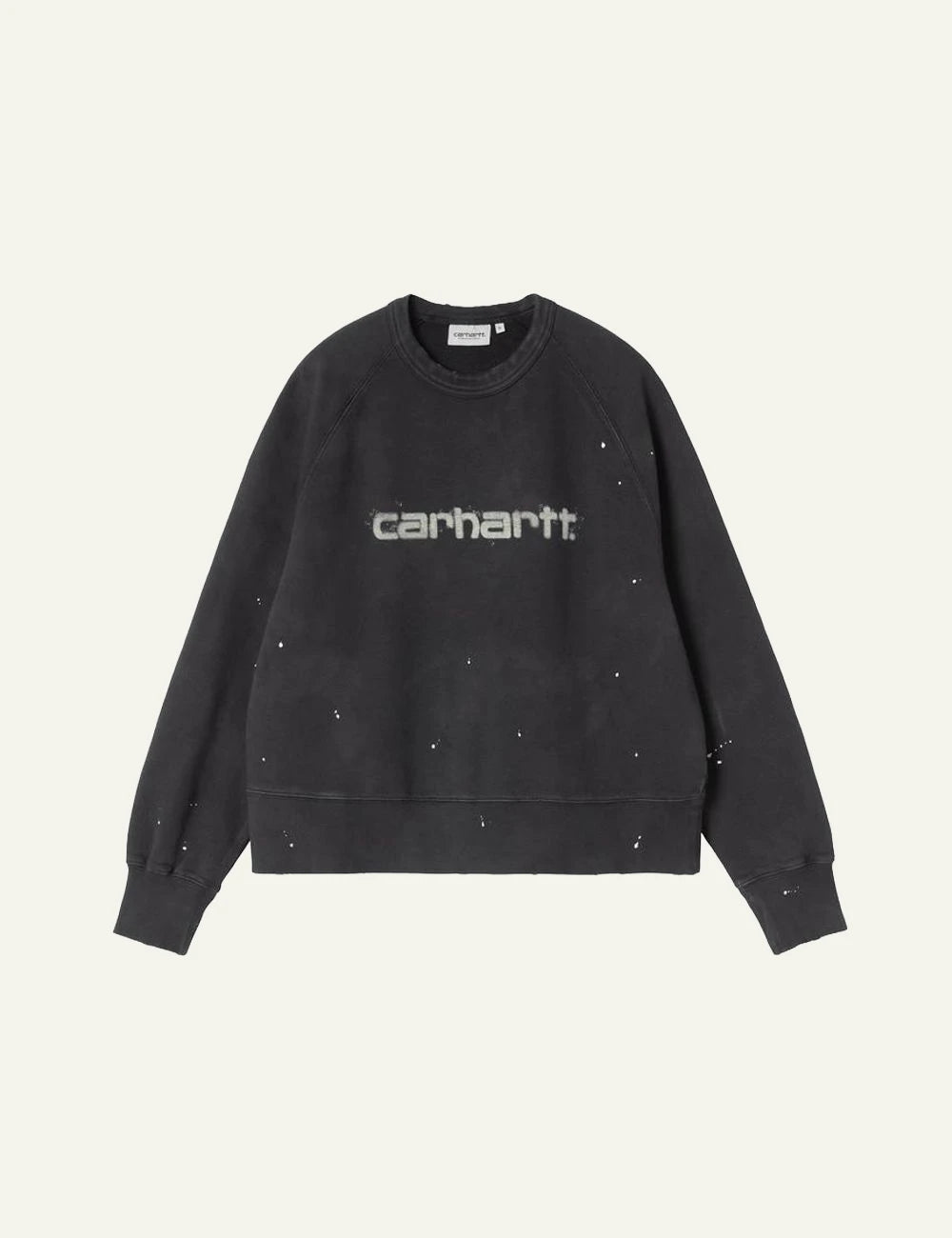 Carhartt WIP The Painter sweatshirt black destroy wash logo front view