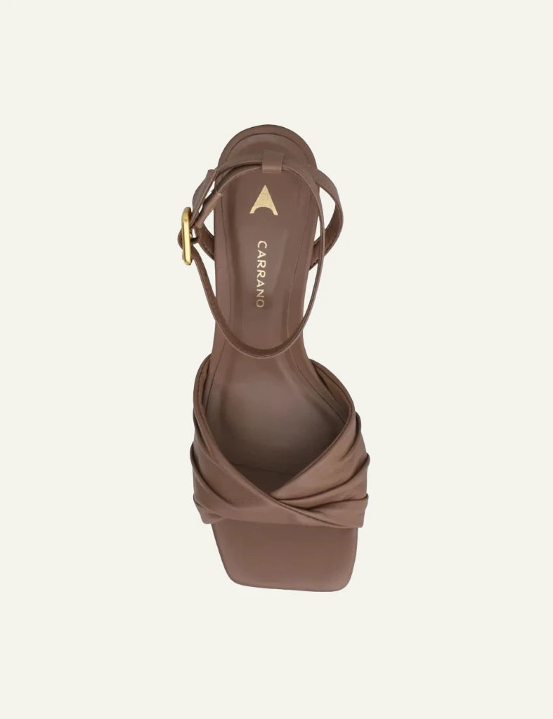 Carrano sandal leather red twisted top side view