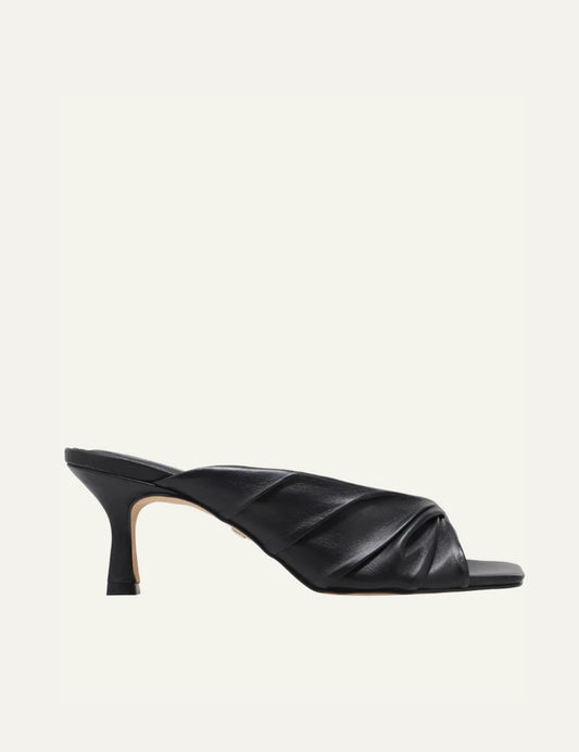 Carrano mule sandal leather black draped side view