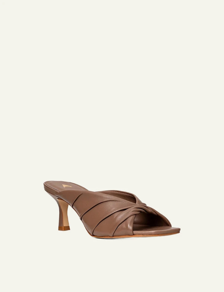 Carrano mule sandal leather brown twist angle view