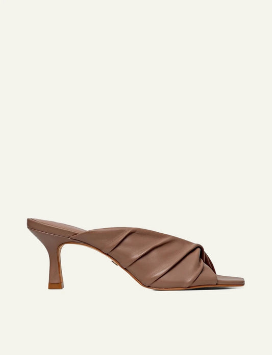 Carrano mule sandal leather brown twist side view