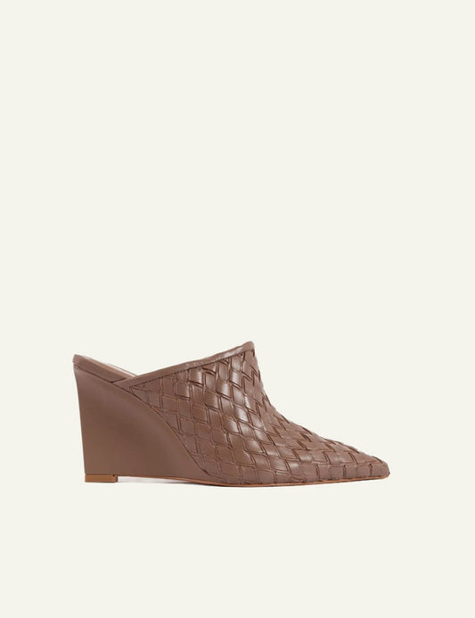 Carrano heel mule woven mocha side view