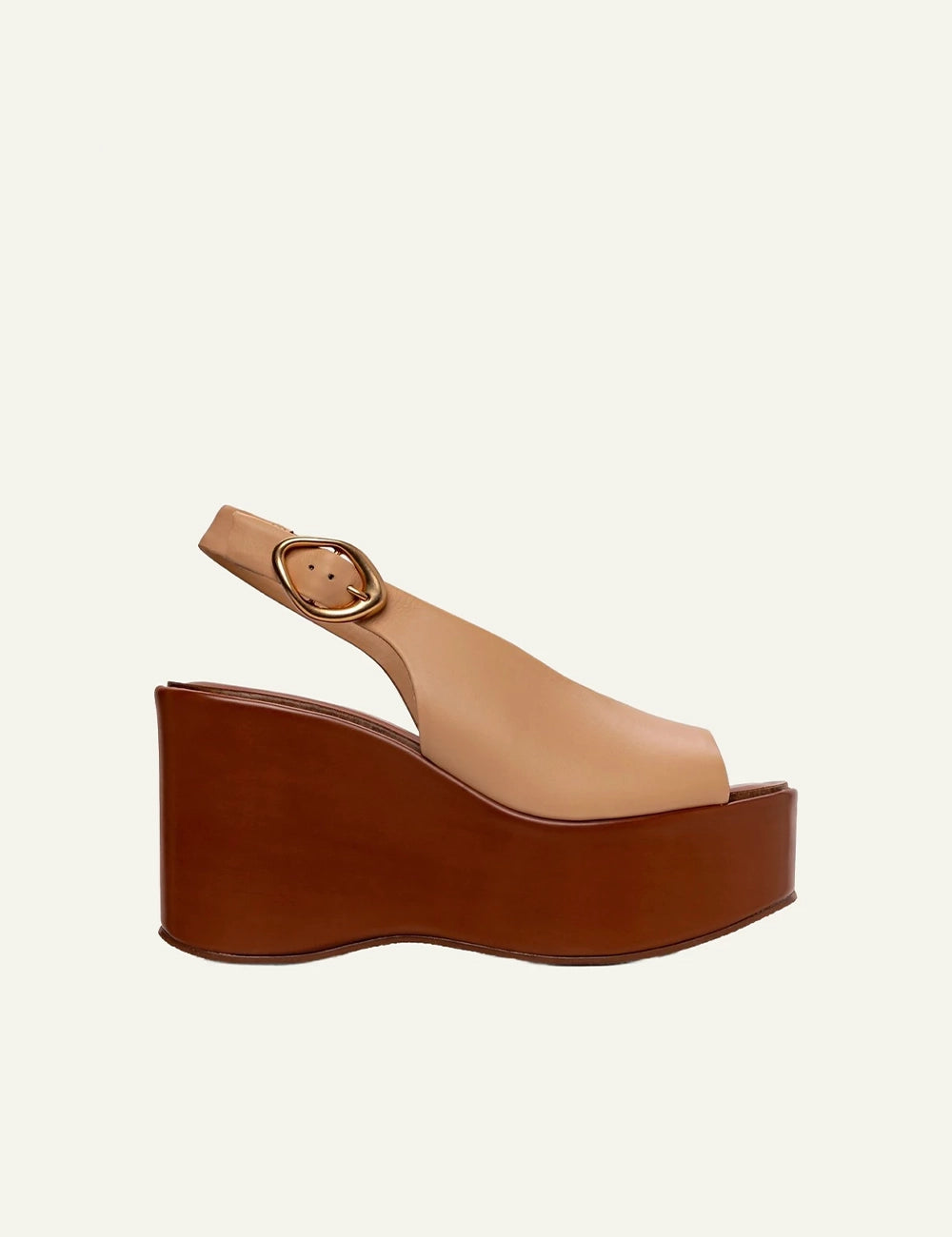 Carrano wedge sandal beige leather buckle side view
