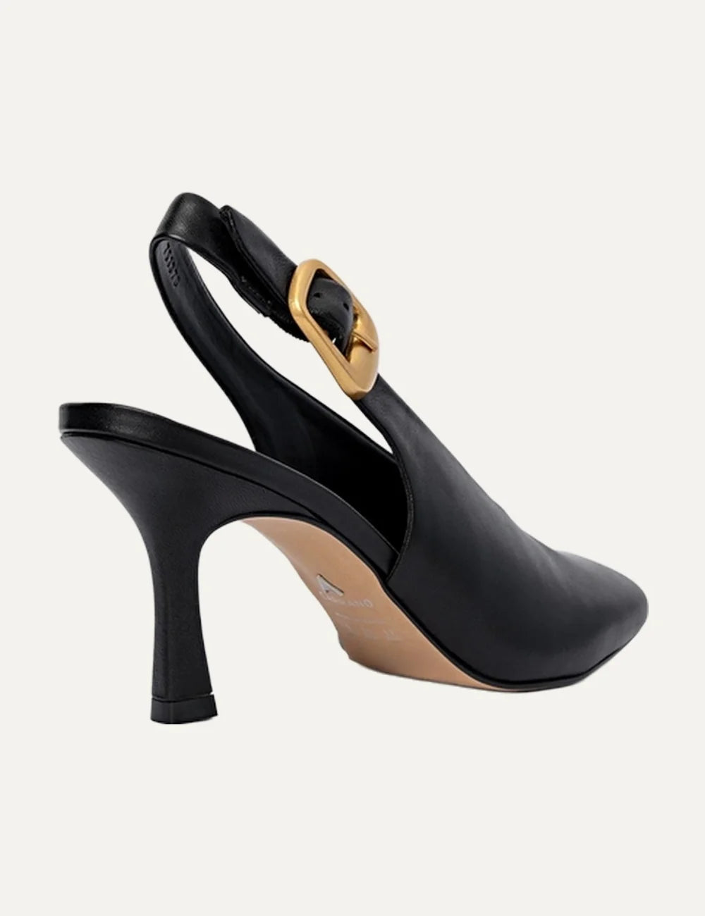 Carrano Women’s Black Leather Buckle Slingback Pumps back view