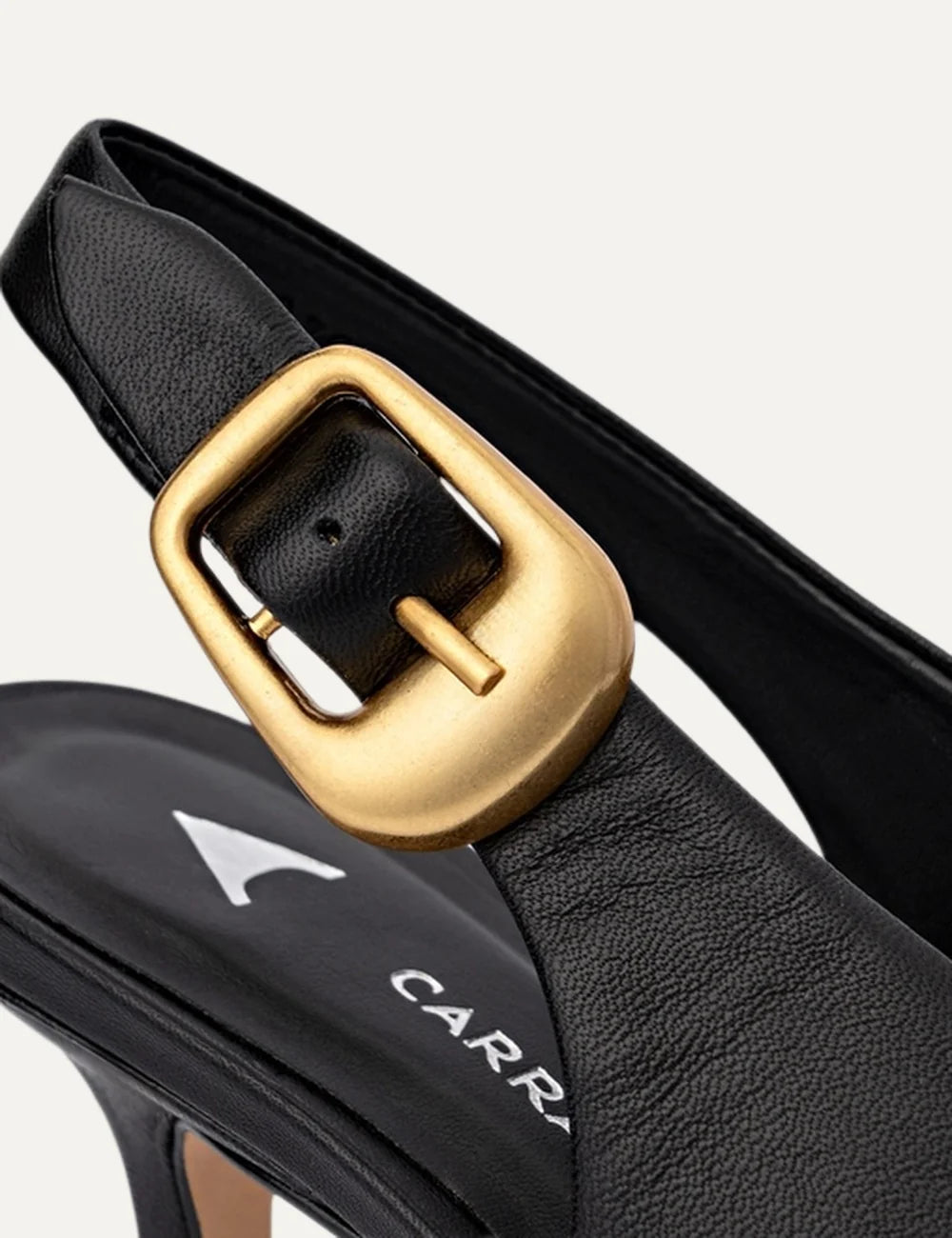 Carrano Women’s Black Leather Buckle Slingback Pumps Gold-Tone Buckle view