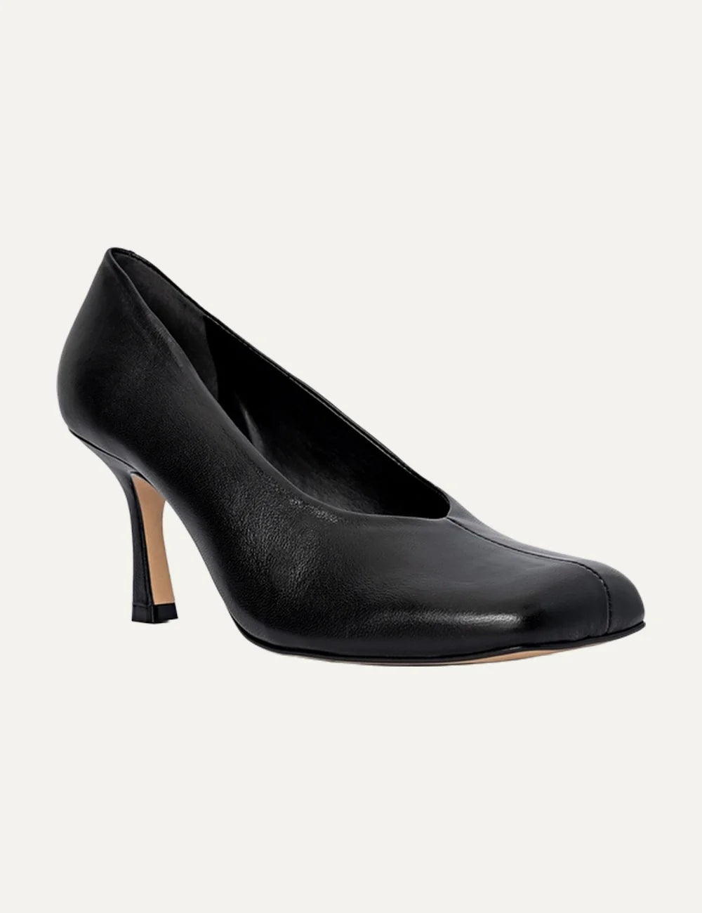 Carrano Women’s Black Leather Square-Toe Pumps front angle