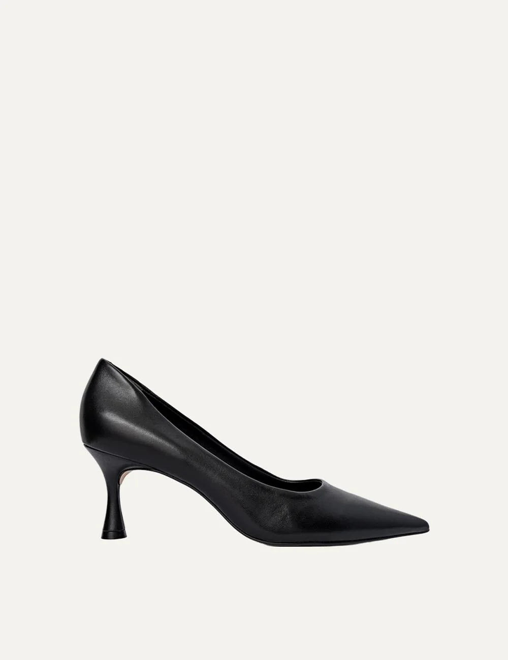 Carrano Women’s Black Leather Stiletto Pumps side view
