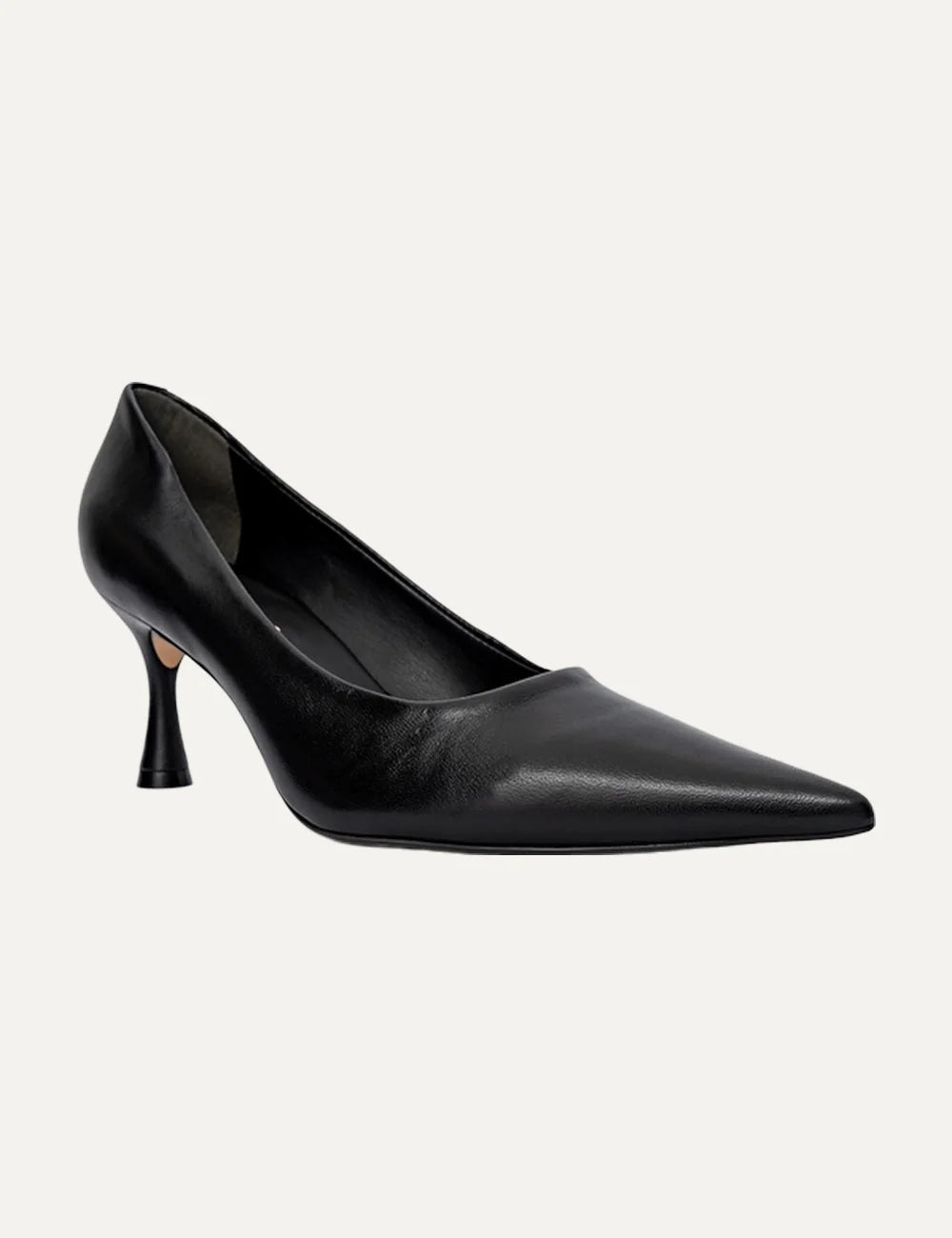 Carrano Women’s Black Leather Stiletto Pumps front angle view